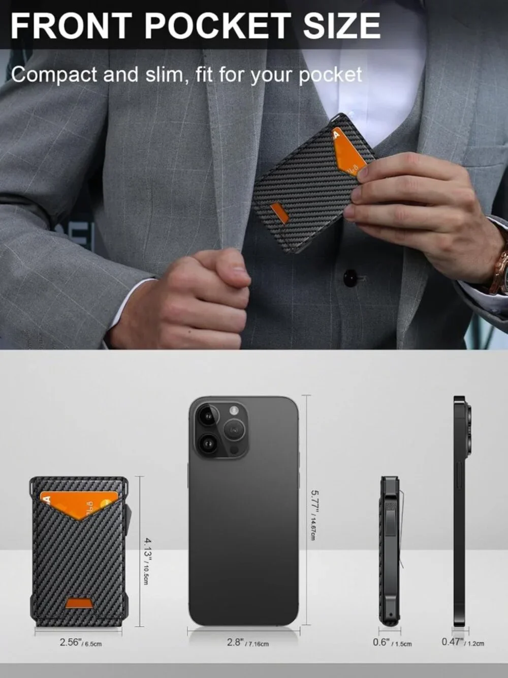 Slim RFID Wallet for Men | 2 ID Windows, Money Clip & Card Holder - Stylish